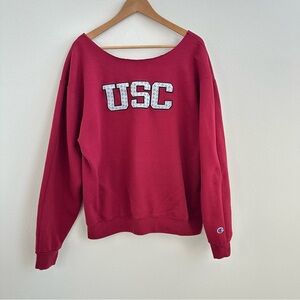 USC Burgundy off the shoulder sweatshirt